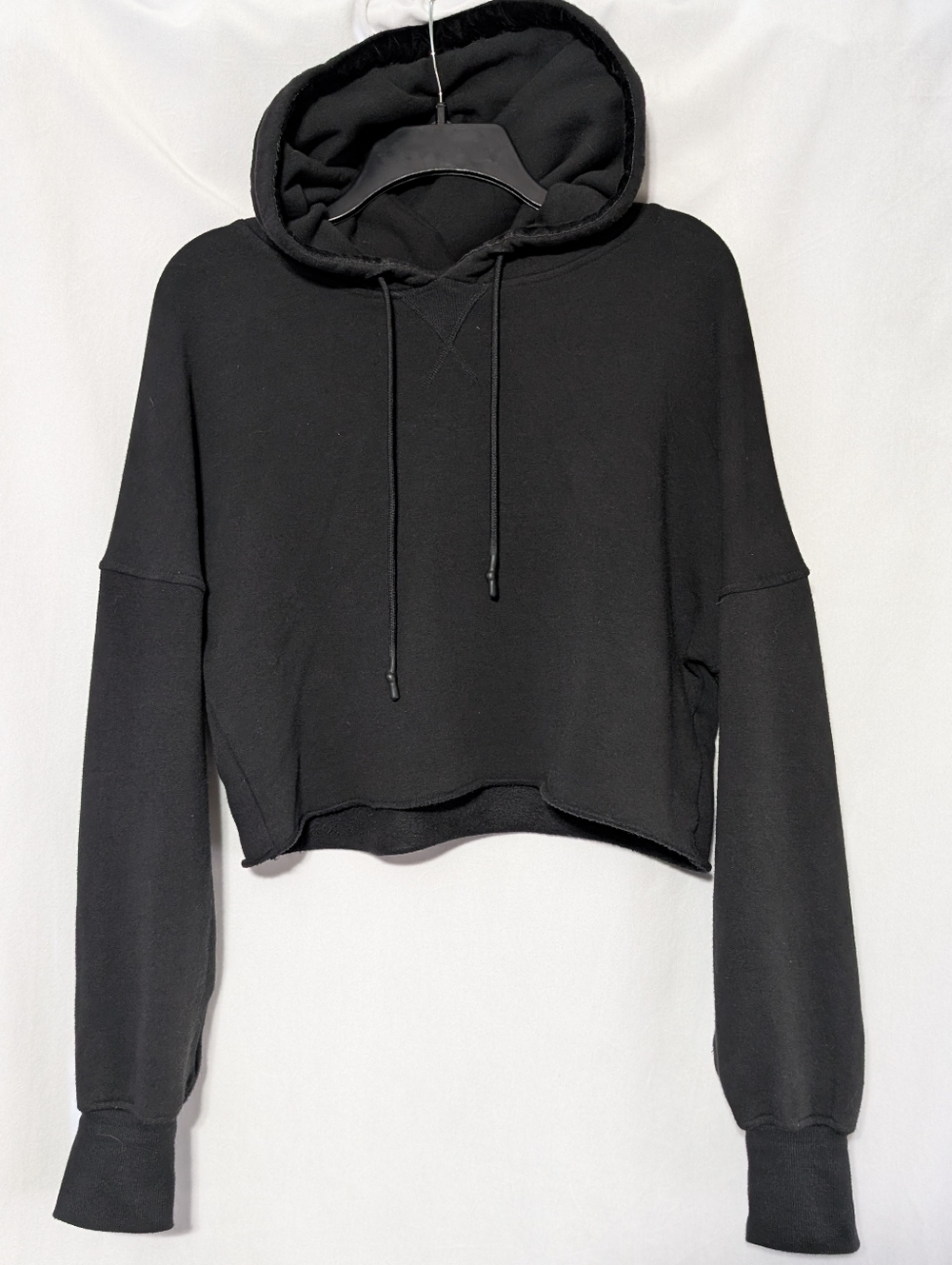 UGG Women's Mallory Black Cropped Drawstring Hooded Sweatshirt Small